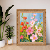 ピンクの野の花｜水彩花の絵画 ポスター