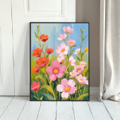 ピンクの野の花｜水彩花の絵画 ポスター
