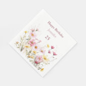 ピンクの野パーソナライズされた花 スタンダードランチョンナプキン (角)