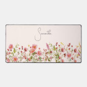 ピンクの野パーソナライズされた花 デスクマット (正面)