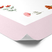 ピンクの野ミニマル花赤ちゃんシャワーへようこそ ポスター (角)