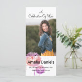 ピンクの野生の花のお祝いの写真カード (スタンド正面)