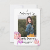 ピンクの野生の花のお祝いの写真カード 招待状 (正面)