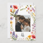 ピンクの野生の花のウェディングインビテーションセット,ガーデンウェディング 招待状 (裏面)