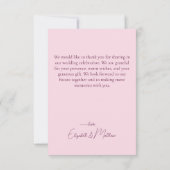 ピンクの野生の花のカリグラフィー感謝 カード (裏面)