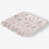 ピンクの野生の花のセージ緑のパーティー ペーパープレート (傾斜あり)