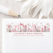 ピンクの野生の花の差出人住所ラベル ラベル (インサイチュ)