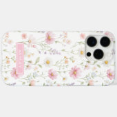 ピンクの野生の花の庭のモノグラム入り Case-Mate iPhoneケース (裏面 (横))
