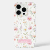 ピンクの野生の花の庭のモノグラム Case-Mate iPhoneケース (裏面)