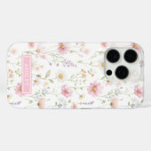 ピンクの野生の花の庭のモノグラム Case-Mate iPhoneケース (裏面 (横))