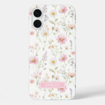 ピンクの野生の花の庭のモノグラム