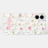 ピンクの野生の花の庭のモノグラム Case-Mate iPhoneケース (裏面 (横))