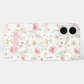 ピンクの野生の花の庭のモノグラム Case-Mate iPhoneケース (裏面 (横))