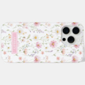 ピンクの野生の花の庭のモノグラム Case-Mate iPhoneケース (裏面 (横))