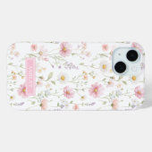 ピンクの野生の花の庭のモノグラム Case-Mate iPhoneケース (裏面 (横))