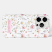 ピンクの野生の花の庭のモノグラム Case-Mate iPhoneケース (裏面 (横))