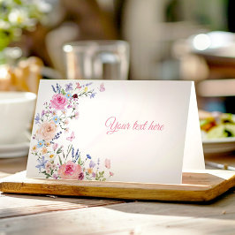 ピンクの野生の花の庭の誕生日パーティーフードテント プレイスカード