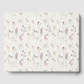 ピンクの野生の花の水彩画の紋章 ブライダルシャワー ゲストブック (裏面)