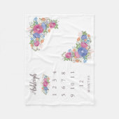 ピンクの野生の花の白人のベビーの月例マイル標石 フリースブランケット (正面)