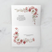 ピンクの野生の花の結婚式折りたたみカード サンキューカード (内部)