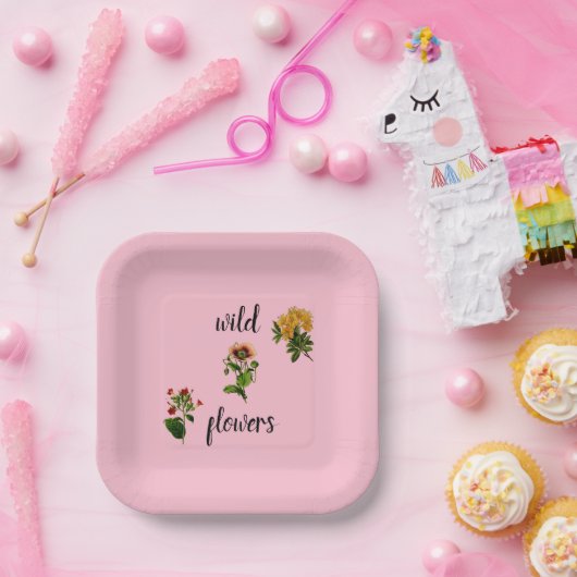 ピンクの野生の花ヴィンテージボタニー ペーパープレート (パーティー)