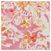 ピンクの野生の花柄に達すること ファブリック (クローズアップ)