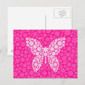 ピンクの野生の花蝶 ポストカード (正面/裏面)