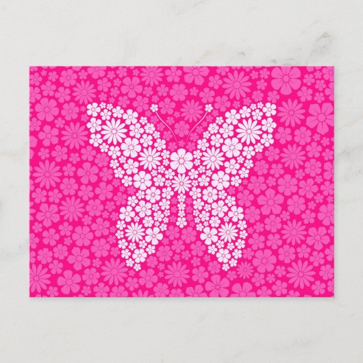 ピンクの野生の花蝶 ポストカード (正面)