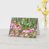 ピンクの野生の花 カード (黄色い花)