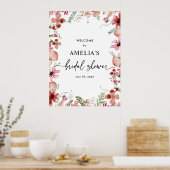 ピンクの野生の花 ブライダルシャワーのウェルカムサインポスター ポスター (キッチン)
