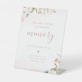 ピンクの野生の花 ボーホー 共感覚える 結婚前お披露目パーティー 台座サイン (正面)