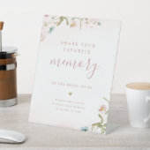 ピンクの野生の花 ボーホー 共感覚える 結婚前のお祝い 台座サイン (インサイチュ)