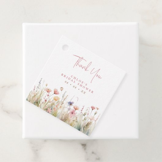 ピンクの野生の花 感謝の気持ちを込めた結婚前のお祝い フェイバータグ (インサイチュ)
