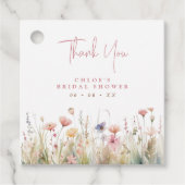 ピンクの野生の花 感謝の気持ちを込めた結婚前のお祝い フェイバータグ (正面)