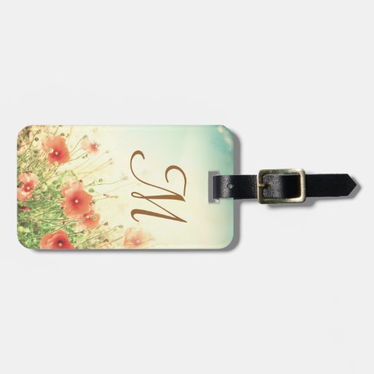 ピンクの野生の花inフィールドモノグラム荷物タグ ラゲッジタグ (正面横)