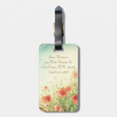 ピンクの野生の花inフィールドモノグラム荷物タグ ラゲッジタグ (裏面縦)