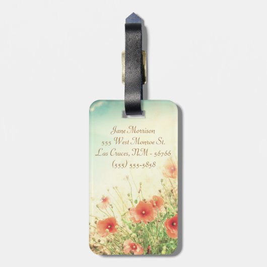ピンクの野生の花inフィールドモノグラム荷物タグ ラゲッジタグ (裏面縦)