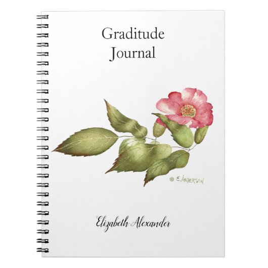 ピンクの野生バラの水色の花 ノートブック (正面)