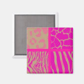 ピンクの野生動物のパターン マグネット (正面/裏面)