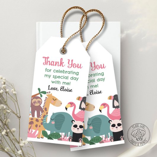 ピンクの野生動物 ギフトタグ