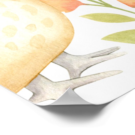 ピンクの野生森林動物植物学 ポスター (角)