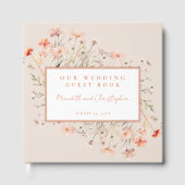 ピンクの野結婚花のバラ金ゴールド ゲストブック (正面)