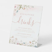 ピンクの野結婚花素朴の定番ドリンク 台座サイン (正面)