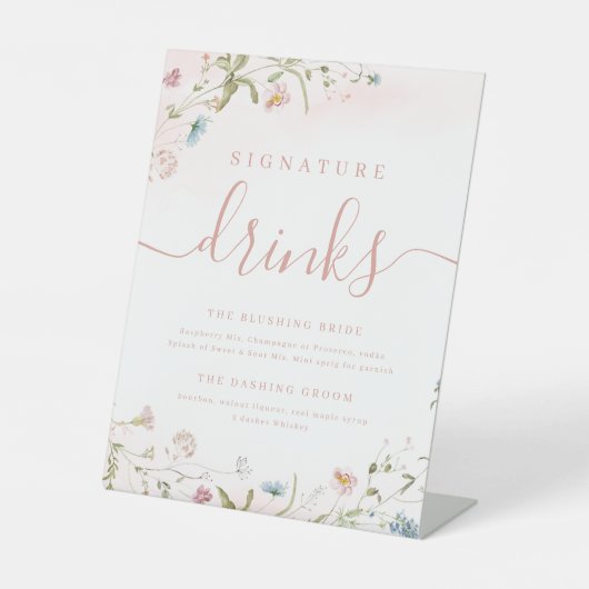 ピンクの野結婚花素朴の定番ドリンク 台座サイン (正面)