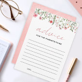 ピンクの野花の赤ちゃんシャワーアドバイス親カード アドバイスカード