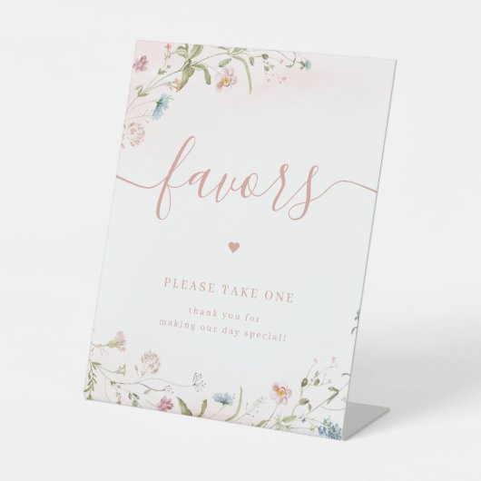 ピンクの野花結婚式の引き出物を一つ取って 台座サイン (正面)