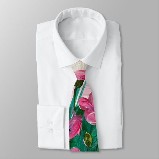 ピンクの野花 ネクタイ (タイ)