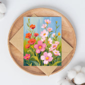 ピンクの野花|水彩花の絵画 ポストカード
