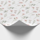 ピンクの野草とセージの緑 ラッピングペーパー (角)