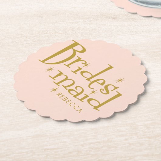 ピンクの金の花嫁の贈り物 ペーパーコースター (アングル)